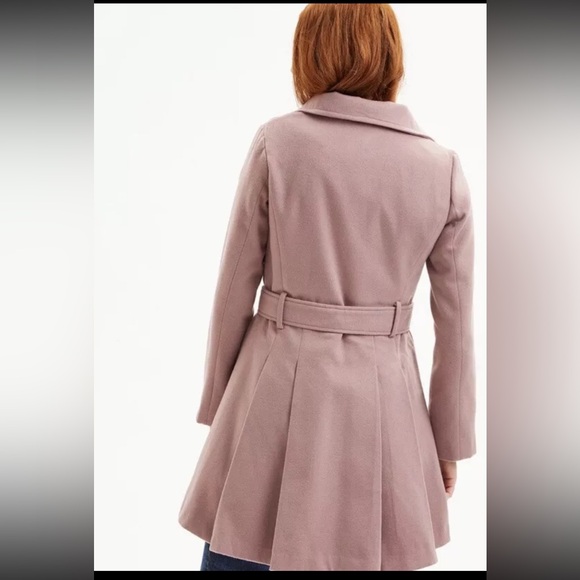 Steve Madden Size Large 10-12 Mauve Pea Coat Belted Pleated Jacket - Picture 3 of 6